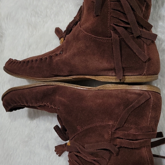 Authentic Gucci Babouska Hysteria Fringe Brown  bamboo Suede Boots - Picture 11 of 16